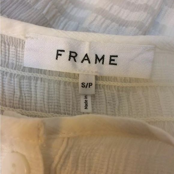 Frame sheer stripe long sleeve smock top ivory size small - Picture 7 of 7